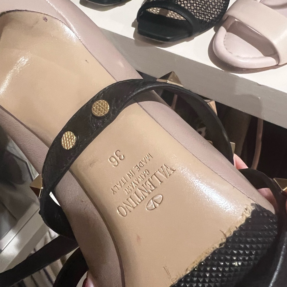 Valentino Women's Pink and Black Studded Heels - Picture 3 of 6